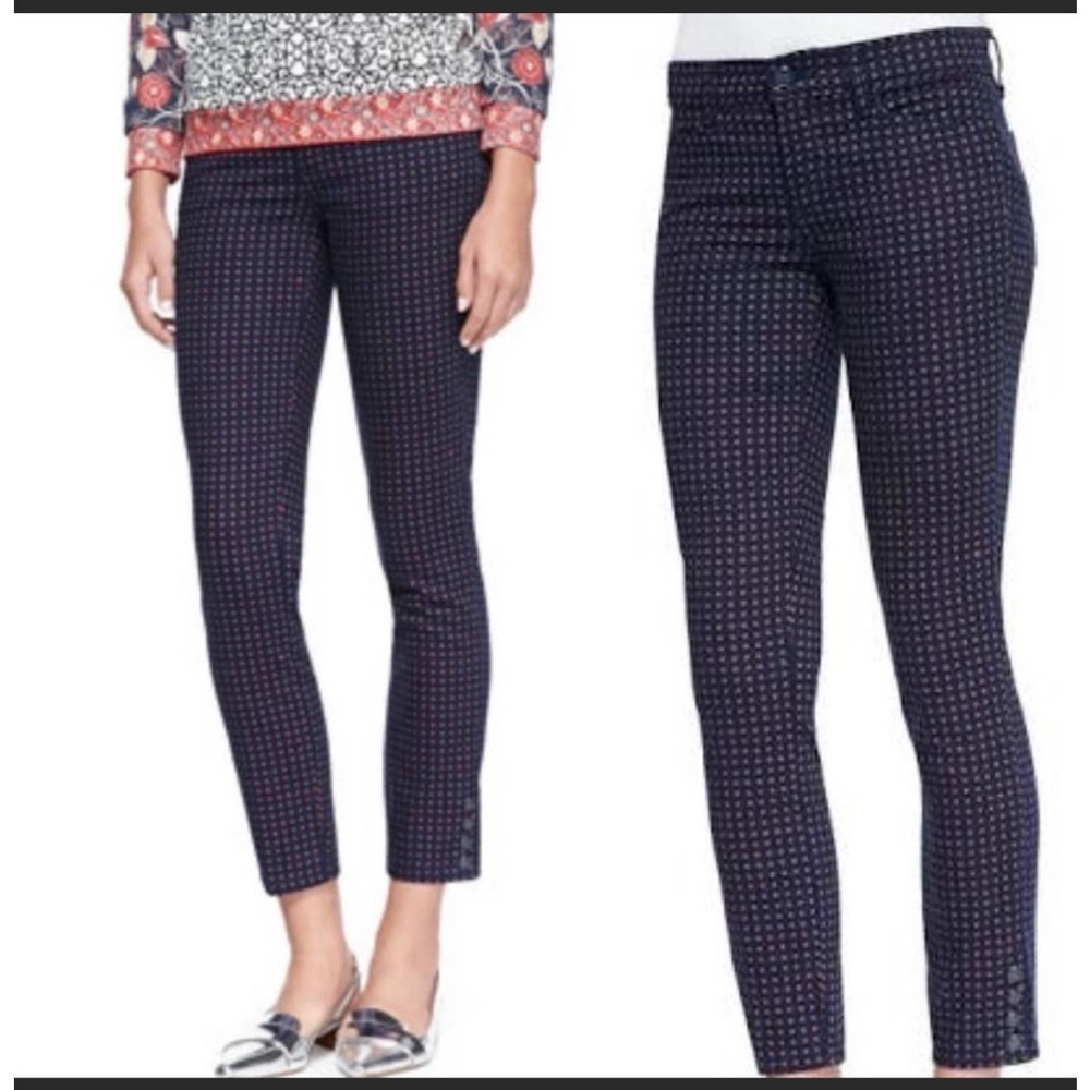 Tory Burch Navy Daisy Dots Emmy Ankle Skinny Pants Womens Size: 24